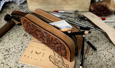 Leather carving pencil case